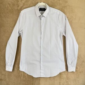 Topman Shirt Mens L White Stretch Slim Long‎ Sleeve Button Down Business Casual